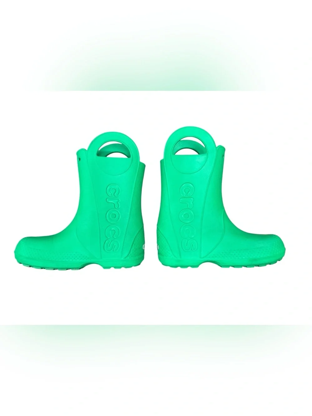 CROCS Kids Bright Green Handle Rain Boots Size J 3